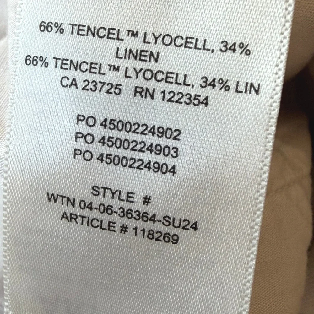 Wilfred Aritzia Linen Blend Wide Leg Pants Beige XS Elastic Waist Drawstring